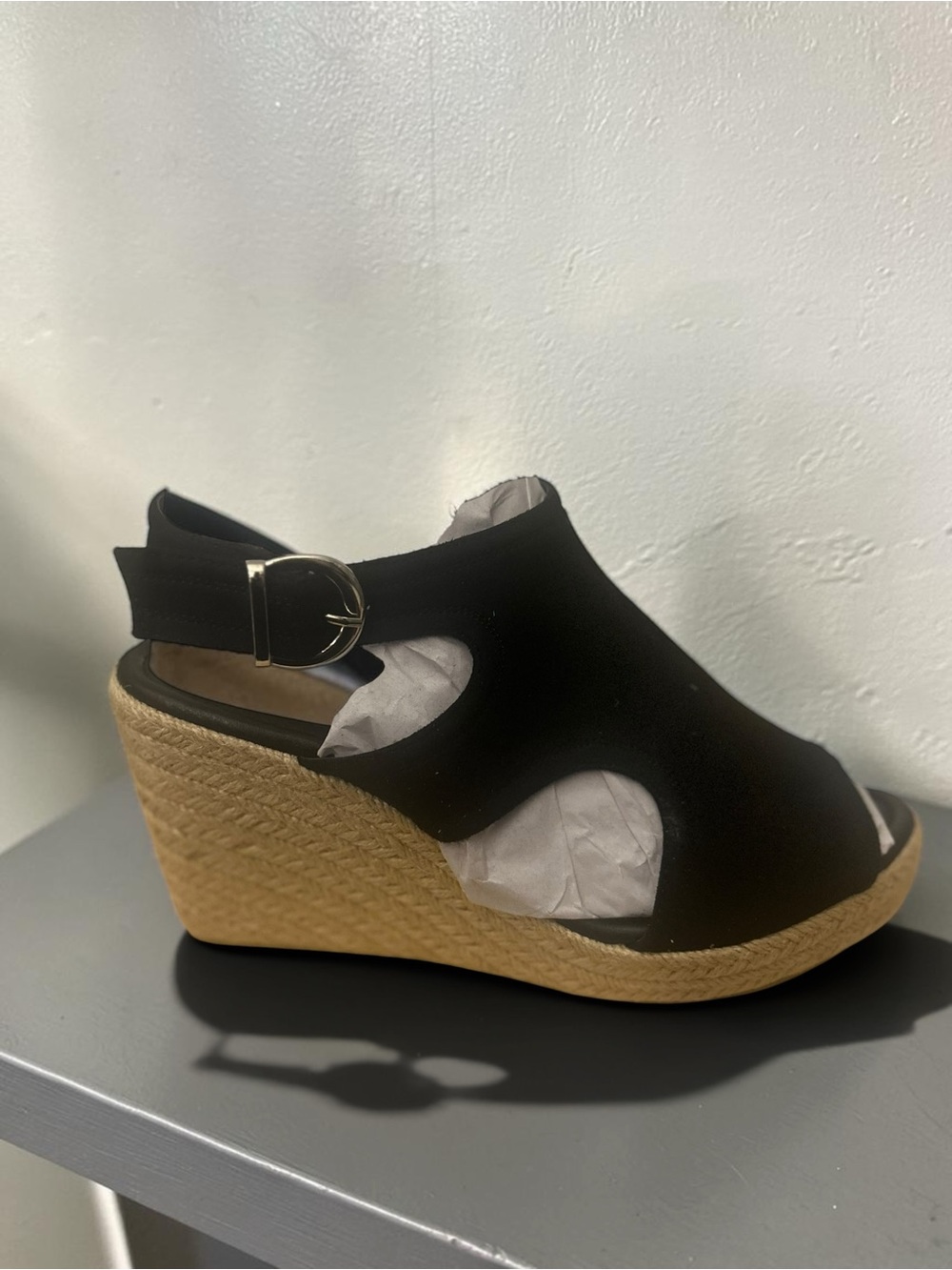 City Chic Black Wedge Espadrille with Buckle
